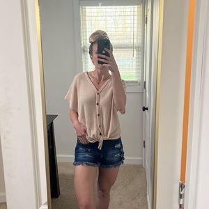 Waffle Knit Tie Shirt